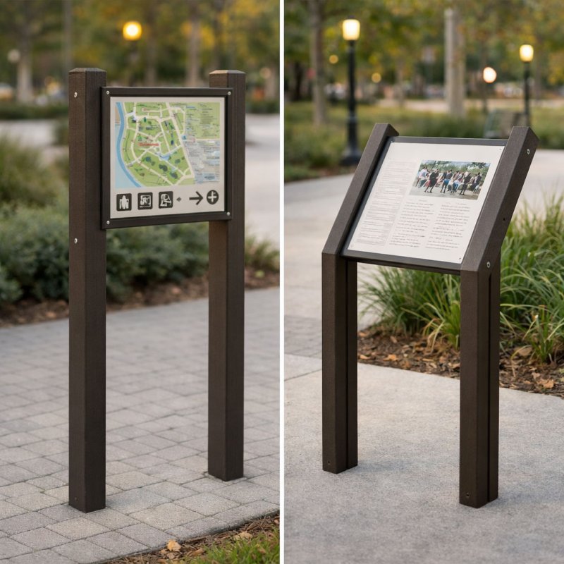 Carteleria y senaletica postes y soportes madera plastica